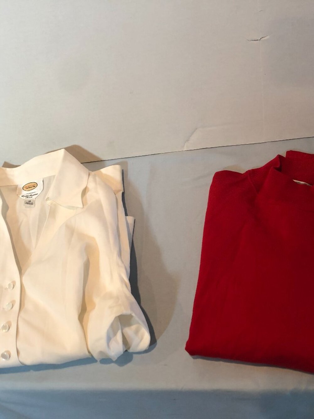 Talbots 16 White Long Sleeve & Pendleton XL Red Sweater 22-22.5" Pit to Pit
